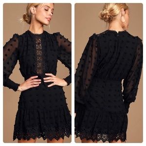 Lulu's Lust Or Love Black Embroidered Lace Long Sleeve Dress SZ M NEW NWT